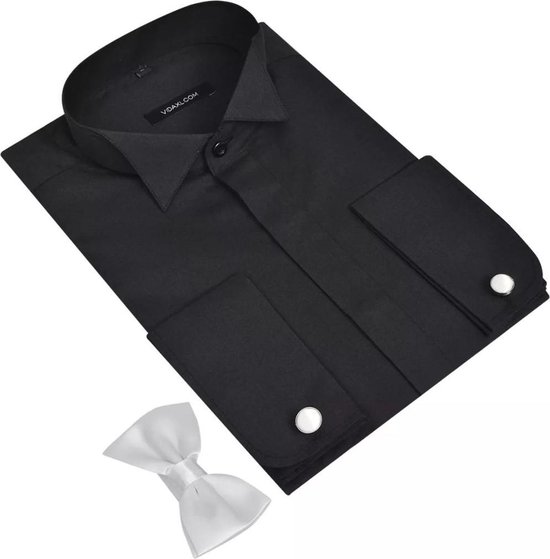 Smoking overhemd heren met manchetknopen en vlinderdas (maat M / zwart /  3-delig) | bol.com