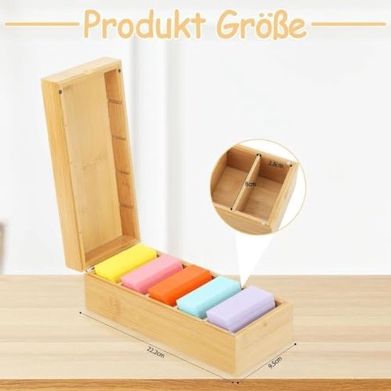 LdawyDE Systeemkaartenbox, DIN A8 met 5 vakken, 27,8 x 9,9 x 7