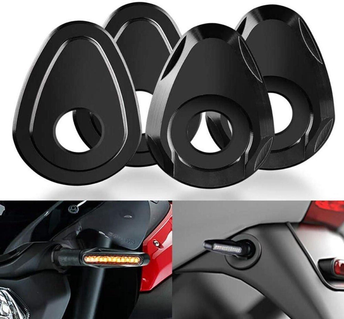 JGS Premium - Richtingaanwijzer Adapters voor Motorfiets - Set van 4 - Montage Platen - Geschikt voor diverse modellen zoals FZ6, FZ1 en YZF-R6 - Motorfiets Accessoires