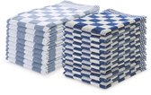LINNICK Theedoeken en Keukendoeken Set Blauw - set van 20 – Geblokt – Blokdoeken – 100% katoen – 10 Horeca Theedoeken – 65x65cm - 10 Keukendoeken - 50x50cm
