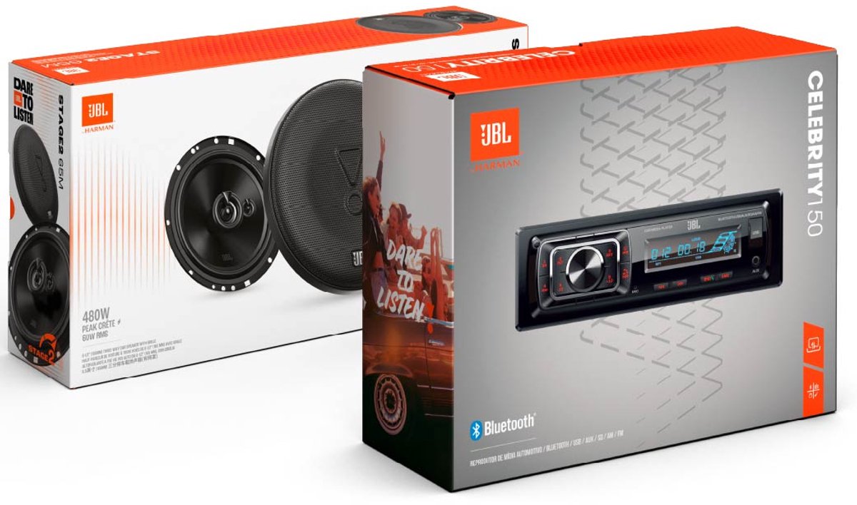JBL Famous Pack 2 - Autoradio Celebrity150 + Stage2 65M Autospeakers – USB/SD/FM – 480 W – Complete Car Audio Upgrade – foto 2