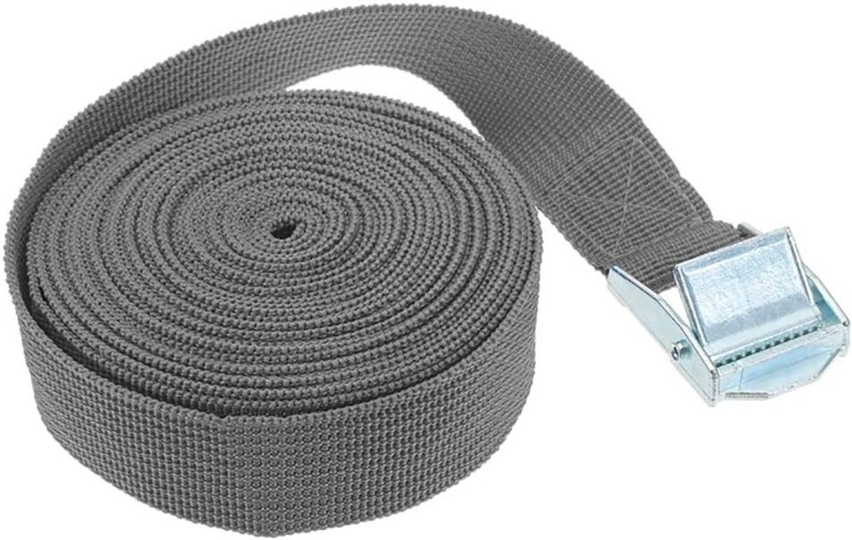 JGS Premium - Verstelbare Ratchet sjorriemen 25 mm x 6 m voor motorfiets, aanhanger, vrachtwagen - Grijs met SUP, kajak en bagage oplossing