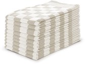 Essuies de vaisselle Block Sable - 65x65 - Set de 10 - Carreaux - Torchons Block - 100% coton - Essuies de vaisselle Horeca