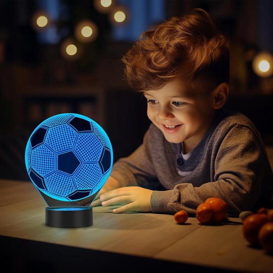Nachtlamp – 3D lamp – LED - Voetbal - 16 kleuren - 3D Night Light - game - gaming - afstandsbediening – bureaulamp – sfeerlamp – cadeau – sinterklaas – kerst