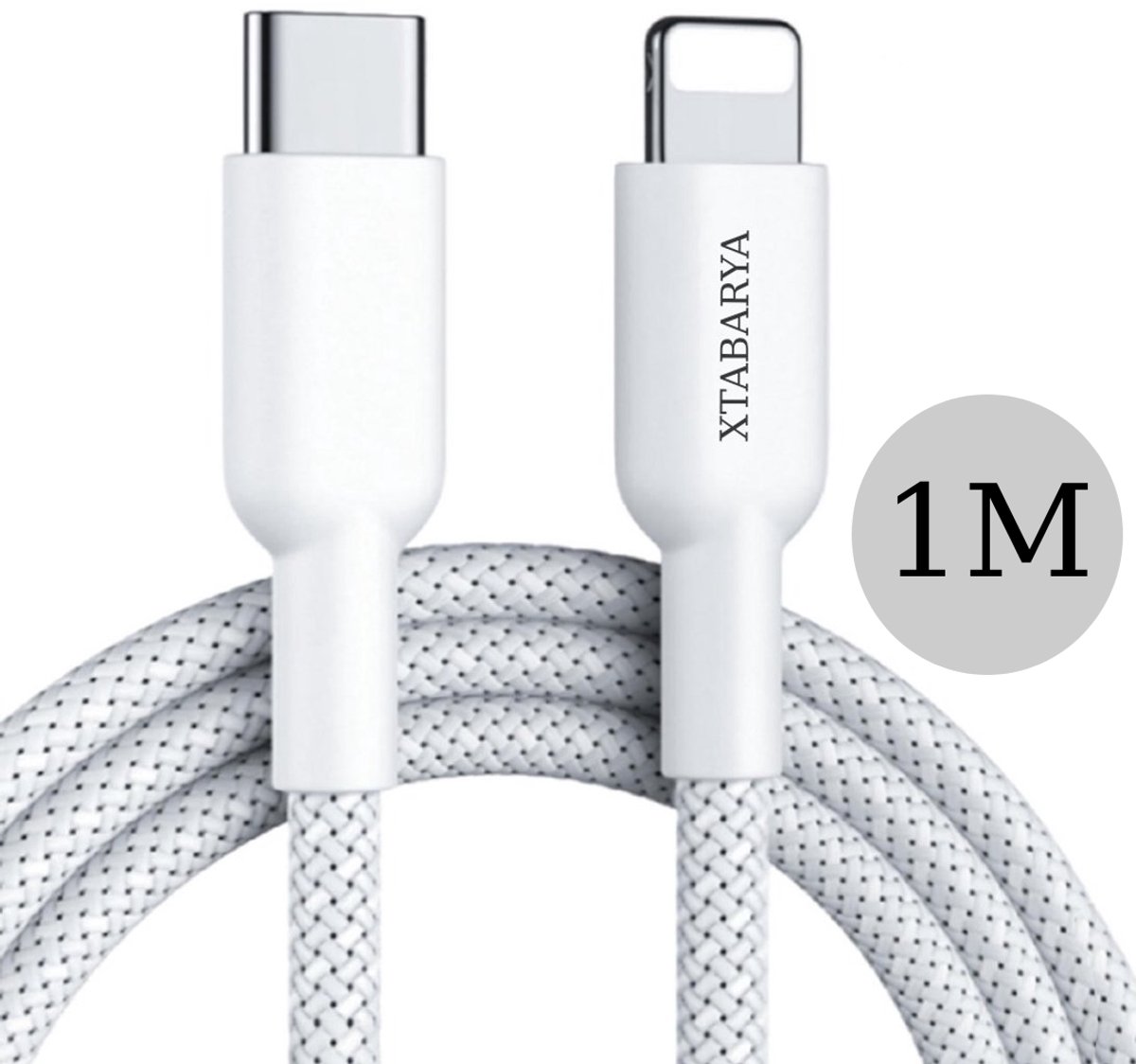 USB-C naar 8 pin kabel 60W – Snelle en veilige laadkabel van versterkt gevlochten nylon – 1 meter