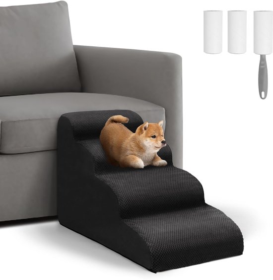 PawHut dierentrap, kattentrap, hondentrap, trap voor katten en honden, 4 treden, beige, 63,5 x 43 x 60 cm
