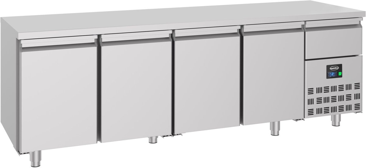 Combisteel Koelwerkbank - PRO LINE - 632L - 4 Deuren + 1 Lade - -2°C/+8°C - Geforceerd - 2330x700x850mm