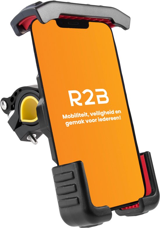 R2B Robuuste Telefoonhouder Fiets, Motor en Scooter - Safety Lock - Gsm Houder Fiets - Fietshouder - Fiets Telefoonhouder - Smartphone Houder Fiets - Accessoires - Phone Holder Bike