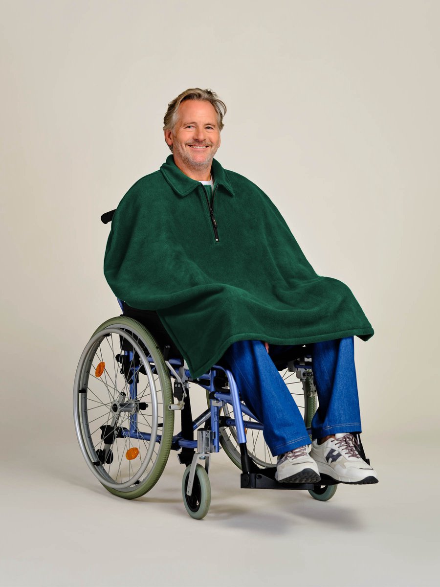 Goedkoopste Rolstoel poncho fleece - Rolstoelcape heren - Rolstoelcape winter - Groen