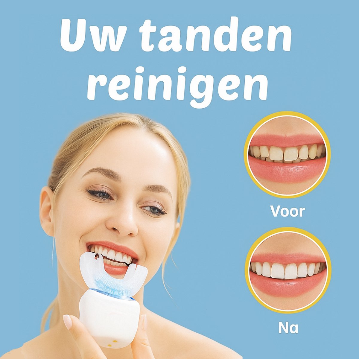Afbeelding 3 van Redifined® Smartbrush - U-Vormige Tandenborstel - Elektrische Teeth Whitening - UV Blauwlicht - Tanden Bleken & Reinigen - 4 Standen