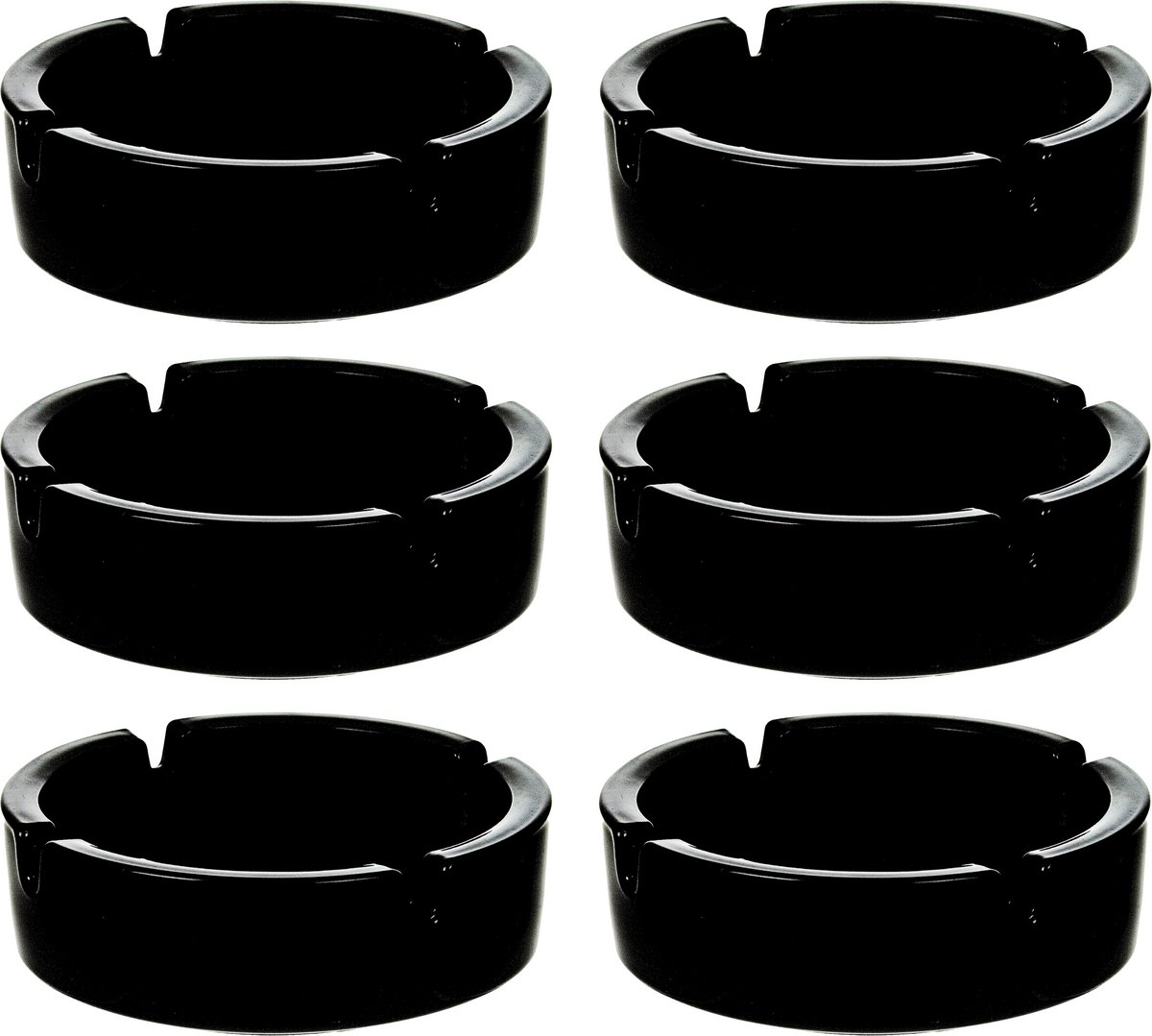 Luminarc Zwarte Asbak - Ø 10.7 cm - 6 stuks - Glas - Geschikt voor binnen/buiten - Voordeelbundel