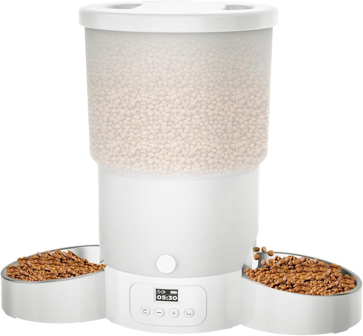 Gimars Voederautomaat voor katten, 2 voerbakken met lcd-display, eenvoudige installatie, programmeerbaar voor 1-6 maaltijden, kattenvoerautomaat, voederautomaat voor honden, 10 seconden spraakoproep