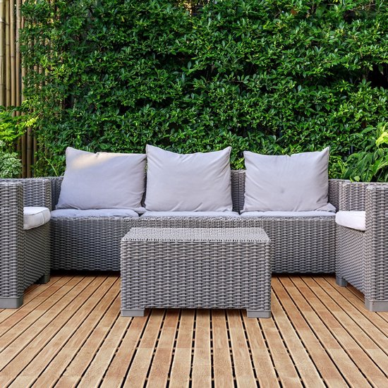 Floranica® Dalles de terrasse en bois 1 pc. 50x50 cm Bois de mélèze Non traité Sauna- sol de terrasse ou de balcon Planche en bois dans le jardin Surface fraisée Trois tailles et couleurs