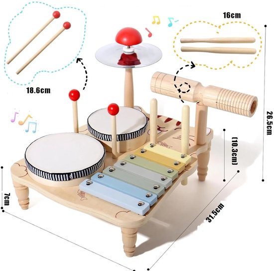 Tambour Bébé,Instruments de Musique 20 cm pour Enfant | Jouet Musical Tambour Bébé,Instruments de Musique 20 cm pour Enfant | Jouet Musical