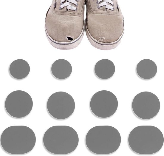 Zelfklevende reparatiepleister voor schoengaten, 4 paar sneakerhielreparatiepatch voor leren schoenen en hoge hakken, grijs