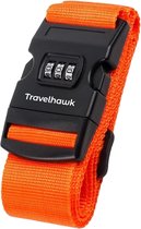 Travelhawk Kofferriem met Cijferslot - 1 Stuks - Bagageriem - Kofferriemen - Verstelbaar - 180 Centimeter - Extra Beveiliging - Reizen - Oranje