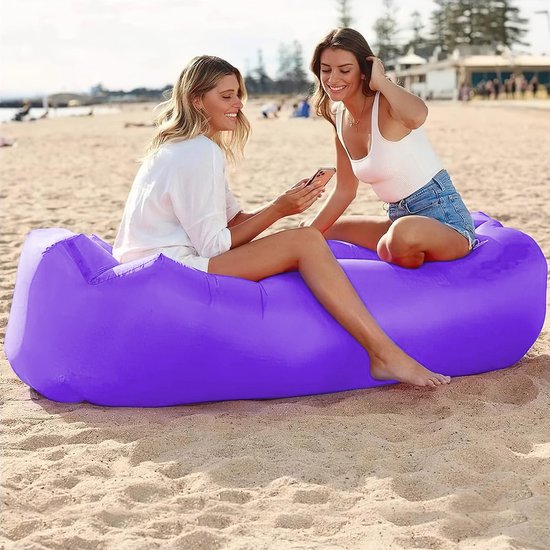 Ibenzoa® Veelzijdige Opblaasbare Loungestoel voor Strand en Camping, Compact en Draagbaar, 200 x 70 cm, Paars van Ibenzoa — afbeelding 2
