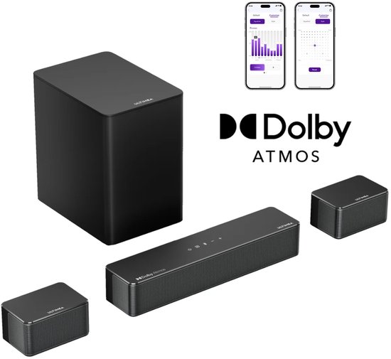 ULTIMEA Poseidon M4T Home Theater System: 5.1-kanaals Dolby Atmos-soundbar met draadloze subwoofer en 2 surround-luidsprekers