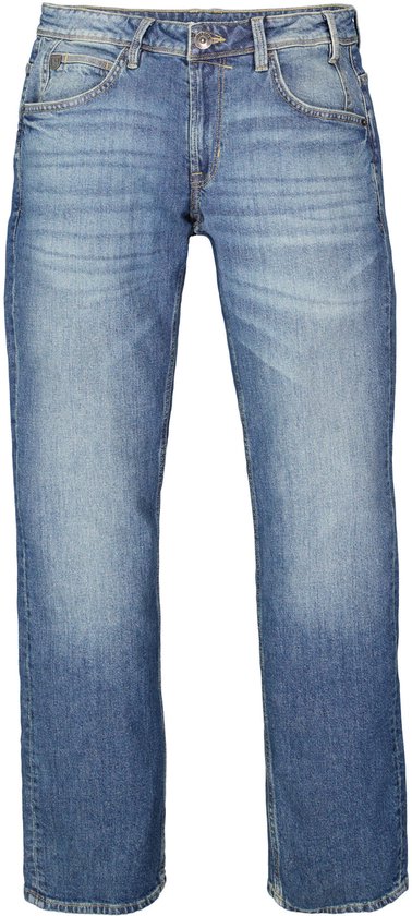 Blauwe jeans met lichte wassing en stonewash-effect.