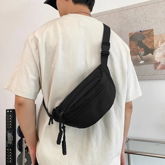 Sans Citron - Unisexe - Sac banane/sac bandoulière sport - Déperlant - Plein air - Festival - Voyages - Idéal pour voyager - Pratique - 30x15x9 CM - Zwart