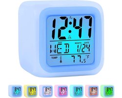 Wekkers voor Kinderen - Digitale Wekker - Kinderwekker - Alarmklok - Digitale Kinderwekker met 7 Kleurwisselingen - Led-nachtlampje - Nachtwekker met Temperatuurweergave - Wit