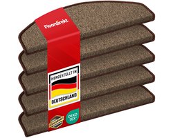 FLOORDIREKT Premium Trapmatten - London Pro - 15 Stuks - Zelfklevend - Halfrond - 25 x 65 cm - Bruin