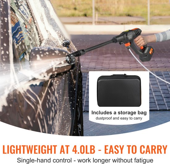 accu-hogedrukreiniger, draadloze waterdrukreiniger, spuitpistool, hogedrukreinigerpistool (250W 21V, 50bar, voor mobiele reiniging en irrigatie, 4L/min, incl. accessoires, oplader) van DeWalt — afbeelding 5