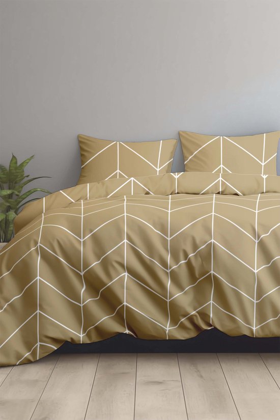 Dekbedovertrek 100% Katoen Premium - 240 x 220cm (Lits-jumeaux) - Grate Gold van Decoways — afbeelding 3