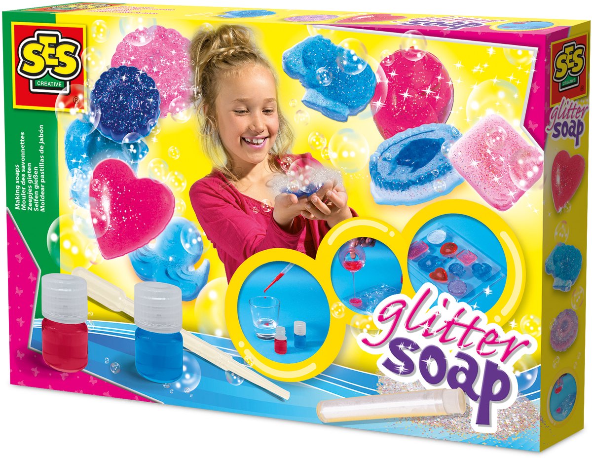 SES Creative - Hobby Pink - Glitter Zeep - Knutselen Meisjes - Zelf Zeep Maken - Vanaf 7 jaar