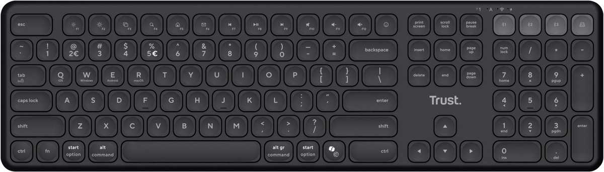 Trust Vaiya Toetsenbord Bluetooth QWERTZ, Duits Zwart Oplaadbaar