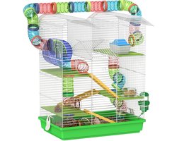 PawHut-Hamsterkooi-47x30x59cm-Metaal-Groen