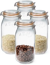4x bocaux / bocaux avec couvercle à valve et fermeture à clip 2 litres - bocaux - bocaux - D 8,5 cm