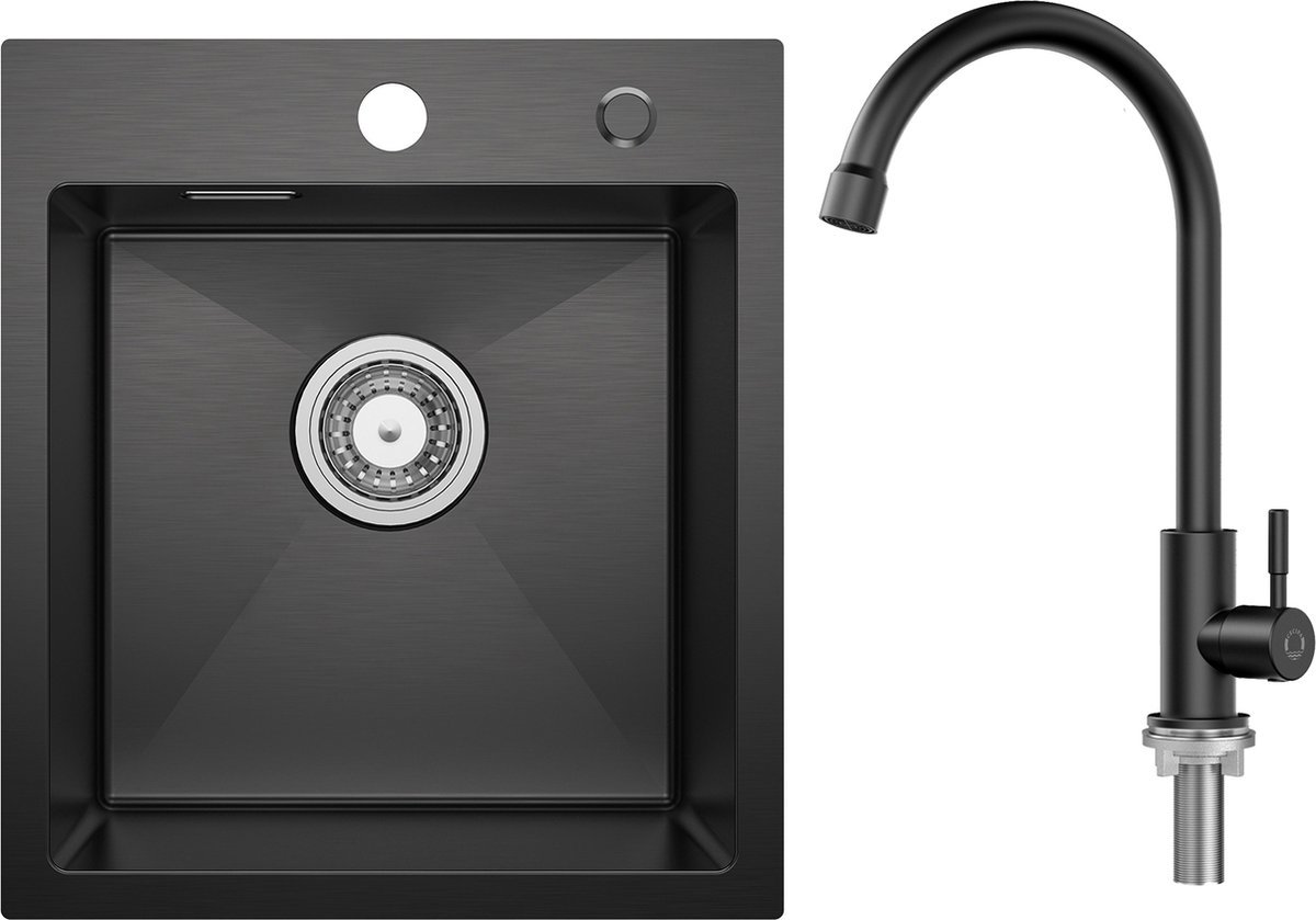 CECIPA max Spoelbakken Keuken 40x45cm - Spoelbak Keuken Met Keukenkraan Met Uittrekbare Ui
