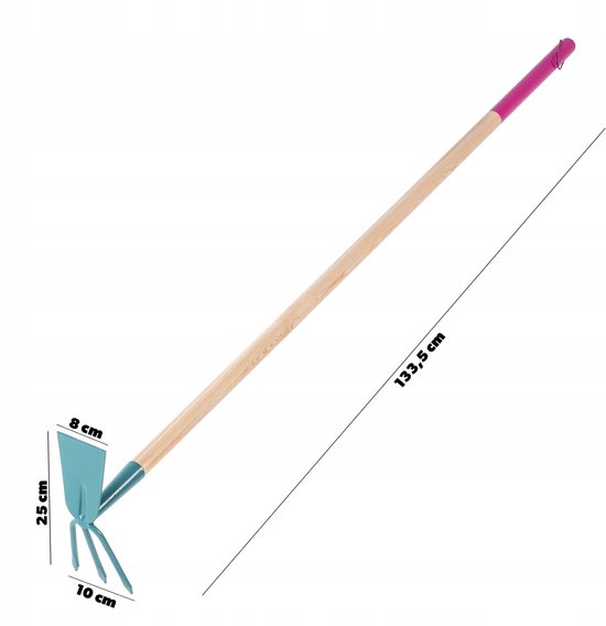KADAX Hacke voor dames, tuinhak met metalen kop, dubbele hak voor het luchten, losmaken en wieden van de vloer, onkruidhaak voor het verwijderen van onkruid, tuinaccessoires met steel van hout (3 tanden - breedblad) van Merkloos	 — afbeelding 4