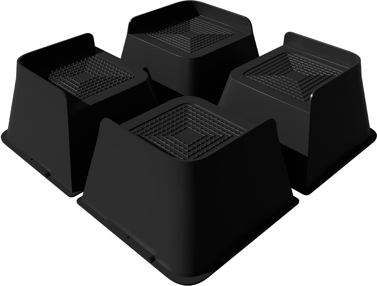 Verpakking van 4 L-vormige Meubelverhogers, Robuuste Bedverhogers voor zwaar gebruik, Stabiele Tafelpootverlengingen - 7,5 cm