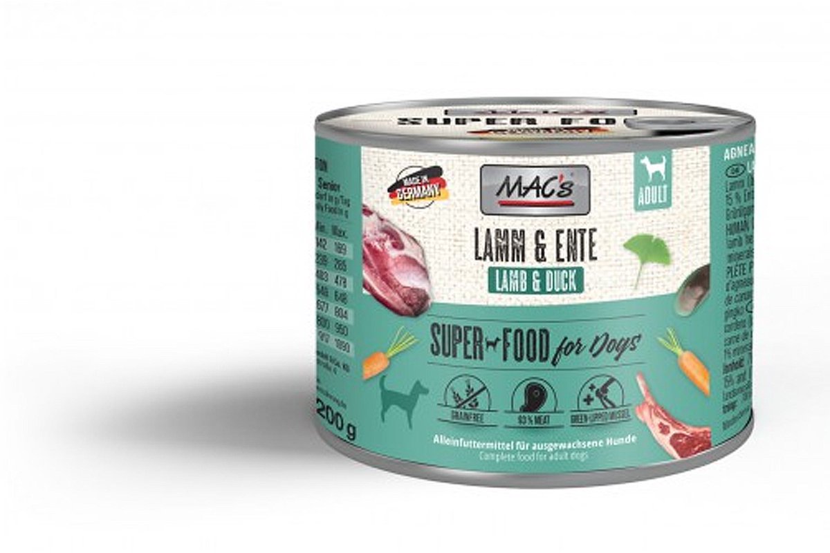 MACs MAC's Hondenvoer Natvoer Blik - 93,8% Lam & Eend - 6 x 200g