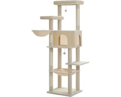 Kattenu CatsKingdom - Stevige krabpaal voor zware katten - Extra Dikke Palen - Grote krabpaal voor grote katten - Beige