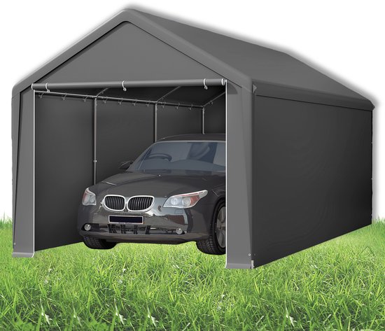 Opslagtent, industriële tent, PVC, waterdicht, scheurvast carport, garagetent - Grijs - 3x6 m
