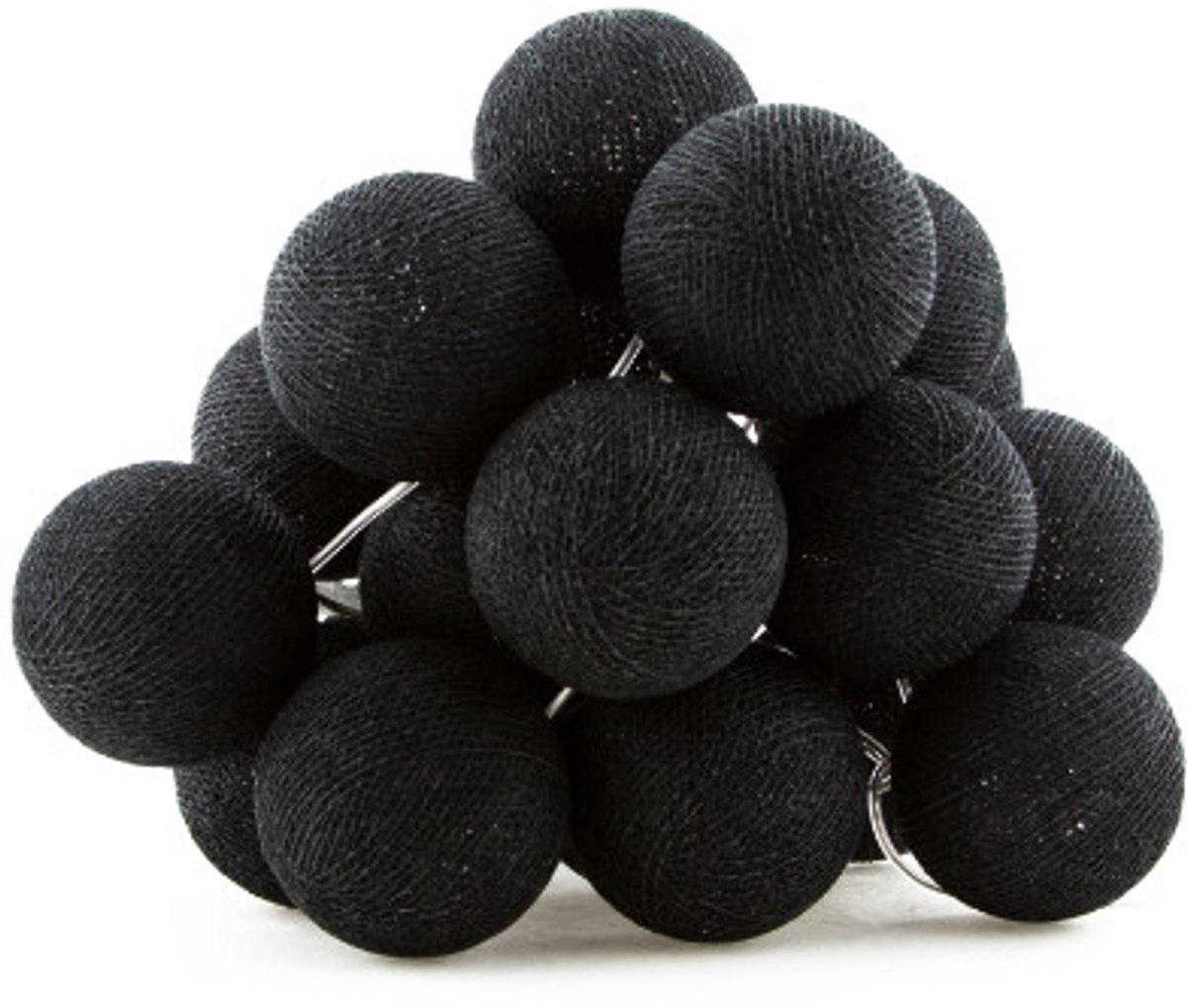 Cotton Ball Lights - LED lichtslinger voor binnen - Handgemaakt en Fairtrade - 20 lampjes - Black