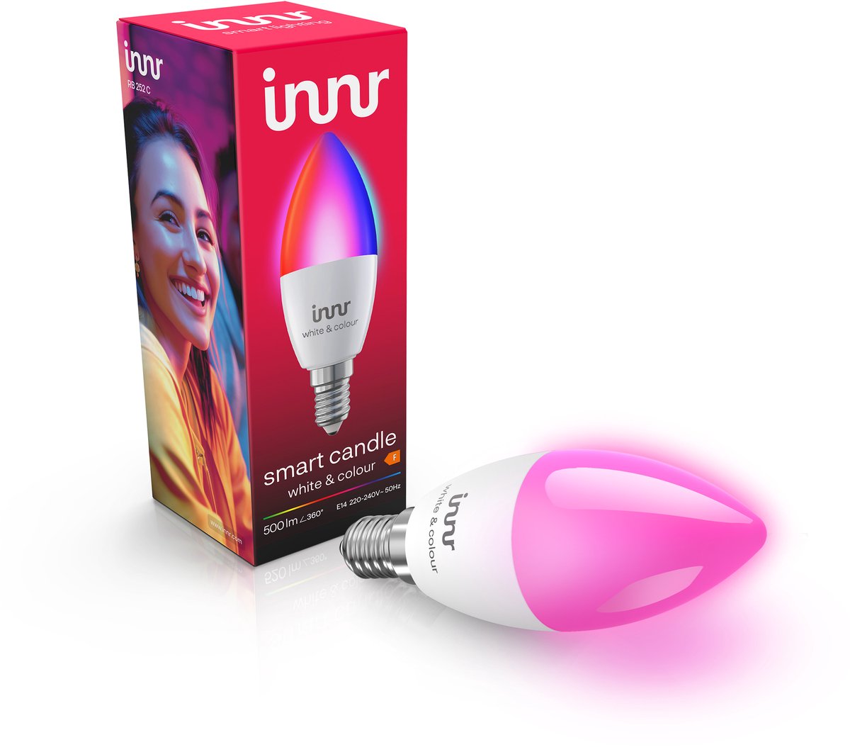 Innr Smart E14 lamp - Zigbee - geschikt voor Philips Hue - LED Bulb - wit en gekleurd licht - slimme kaarslamp - ledlamp dimbaar - 500 lumen - 1 pack