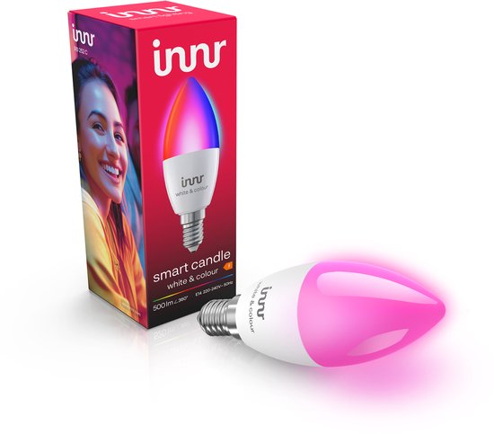 Innr Smart E14 lamp – Zigbee – geschikt voor Philips Hue – LED Bulb – wit en gekleurd licht – slimme kaarslamp – ledlamp dimbaar – 500 lumen – 1 pack