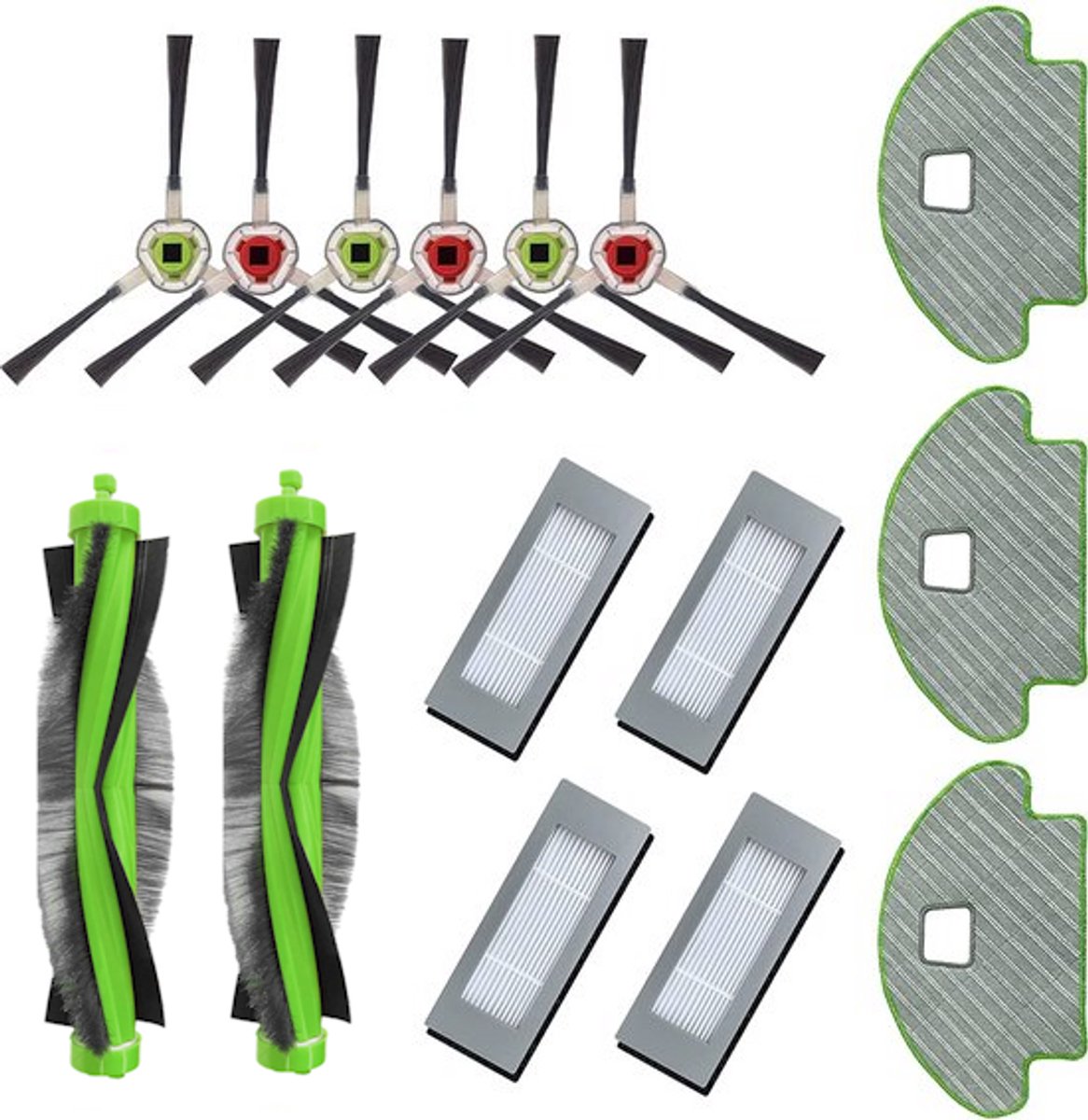 Complete set vervangingsonderdelen voor Roomba Combo / R1138 / R111840, met 2 borstels, 3 mops, 4 filters, en 3 x 2 zijborstels