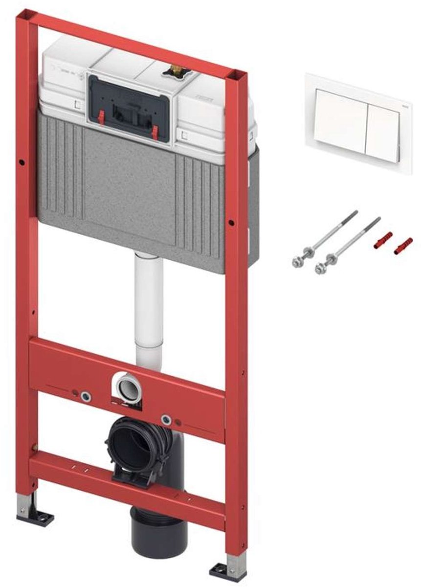 Tece TECEbase - Inbouwframe voor hangend toilet, met spoelreservoir Base, inclusief bedieningsplaat, bouwhoogte 1,12 m 9400400