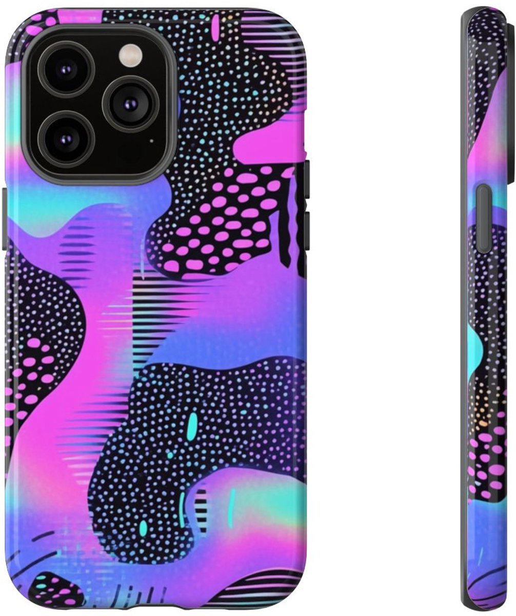 Abstract Neon Vaporwave Patroon – Telefoonhoesje Geschikt voor iPhone 14 Pro Max
