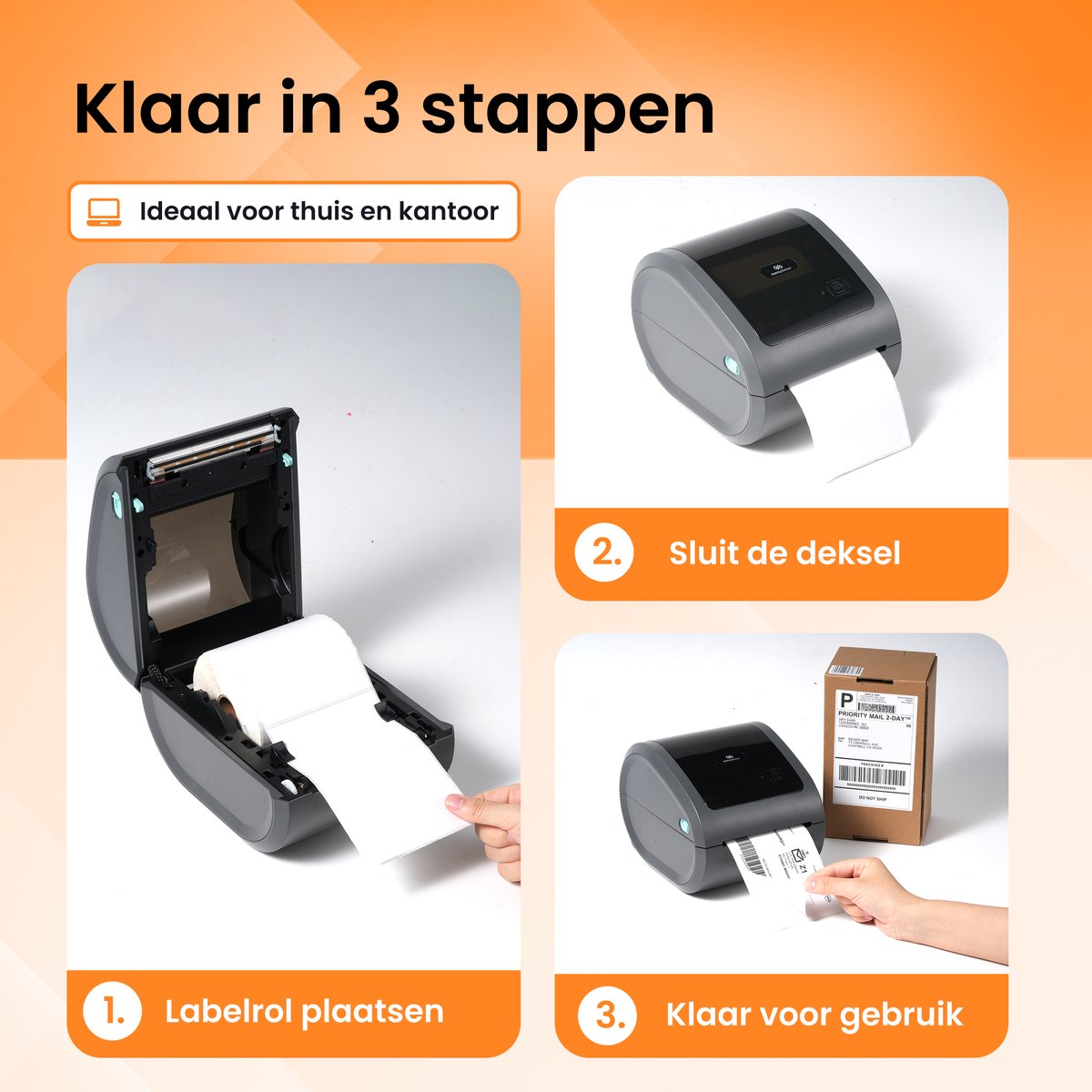 PerfectPrint Labelprinter - Labelmaker - Thermische Printer - Labelprinters - USB & Bluetooth Verbinding - Verzendlabel Printer PostNL & DHL + verzendetiketten — afbeelding 5