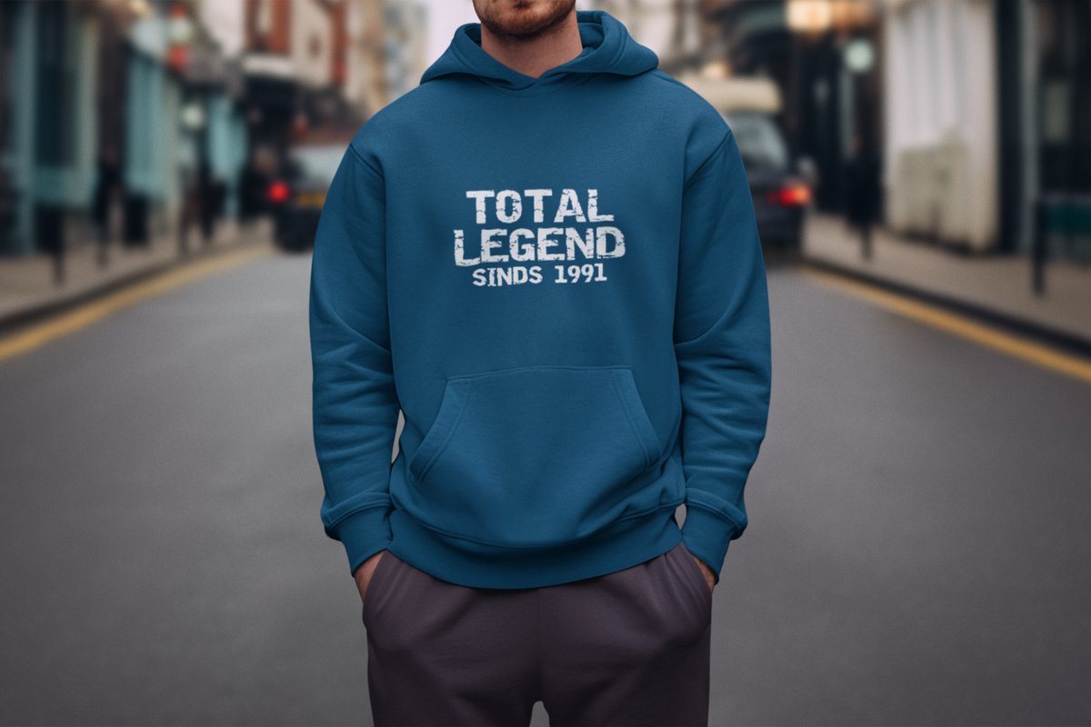 1991 Jaar Navy Hoodie heren - Maat XL - Total Legend - Verjaardag Cadeau Mannen - Limited Edition