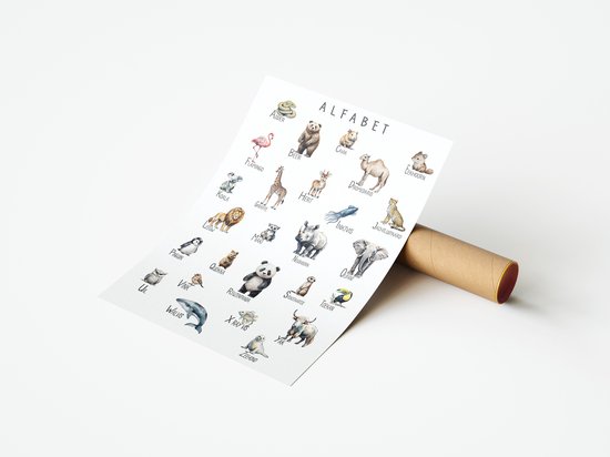 Affiche alphabet – Animaux ABC – Apprendre les lettres – pour Enfants – Format 61 x 91,5 cm – Affiche éducative – Ludique et pédagogique – Affiches École