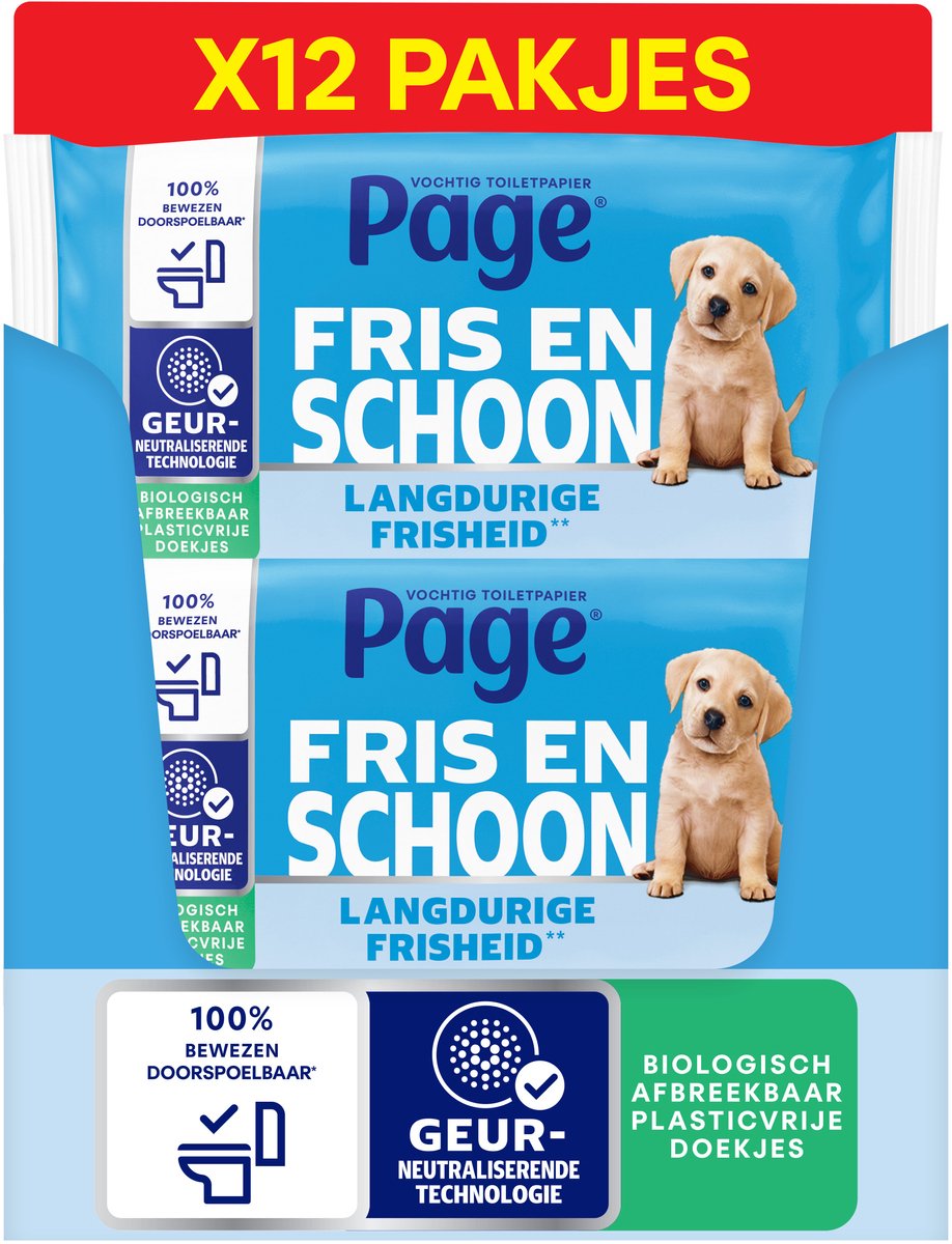 Page® vochtig toiletpapier - Fris en Schoon (Compleet Schoon) - langdurige frisheid - 456 velletjes - 12 x 38 stuks op Prijzenvolger.com