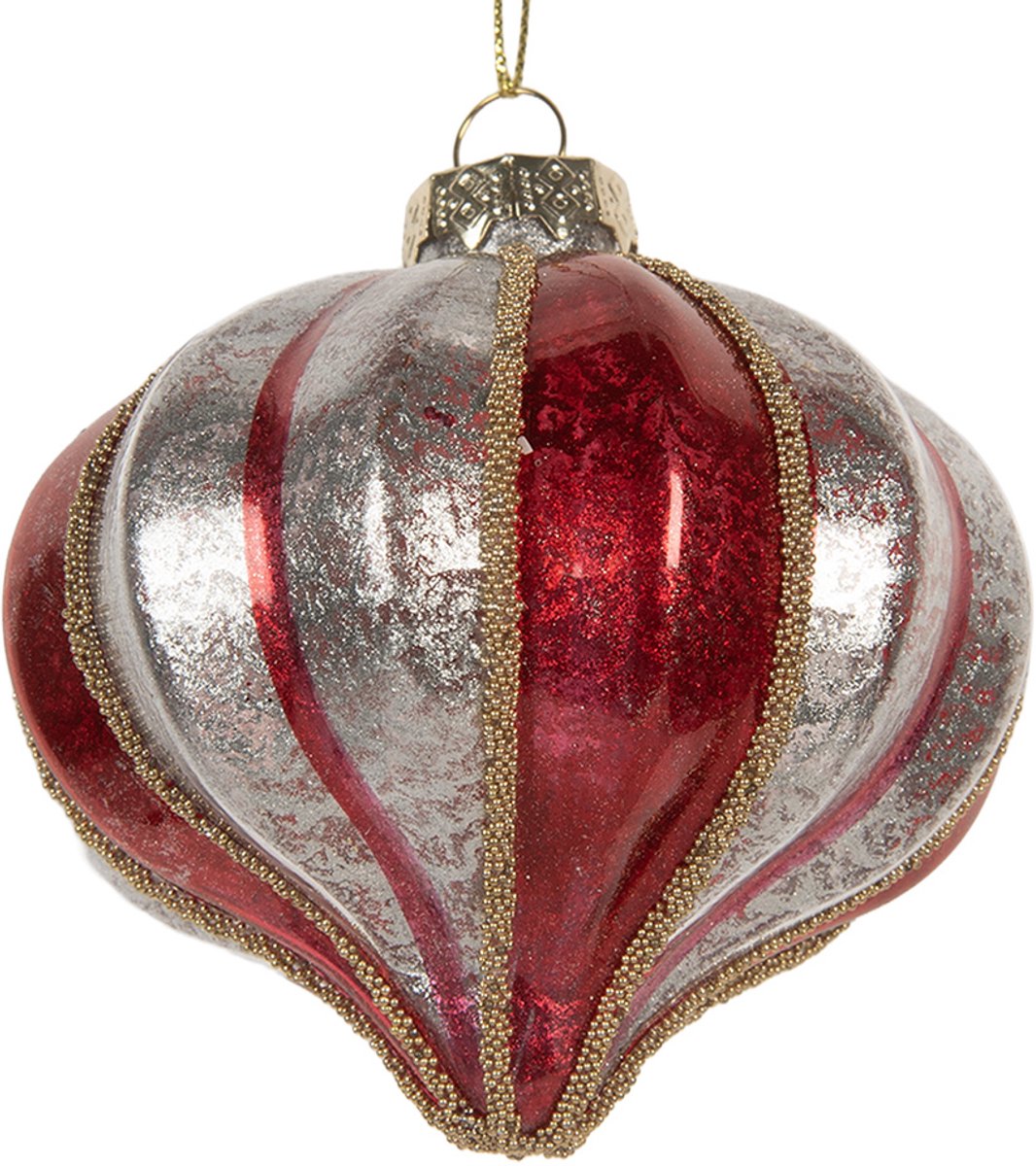 Clayre & Eef Kerstbal Overig Ø 8x8 cm Rood Glas Kerstballen
