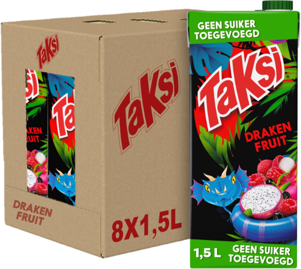 Taksi Drakenfruit - fruitdrank met framboos en lychee - 8 x 1,5L
